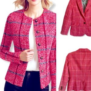 Talbots Pink‎ Windowpane Wool Blazer